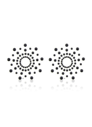 Paire de cache tétons adhésifs strass noir - NP-1030BLK